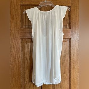 Women’s Ruffle Sleeve Top with Tie Neck. Cream, Size Medium. NWT